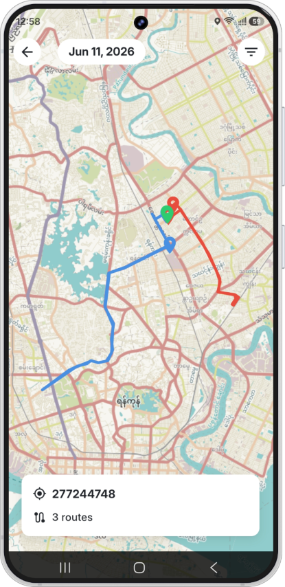 TRAX route history screen